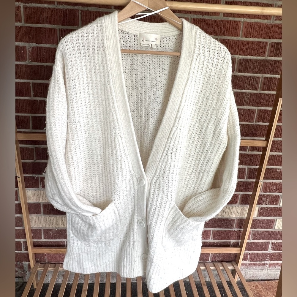 Cream Anthropologie cardigan sweater - Picture 1 of 11